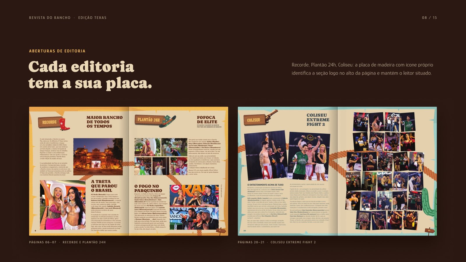 Revista do Rancho, Edição Texas — aberturas de matéria